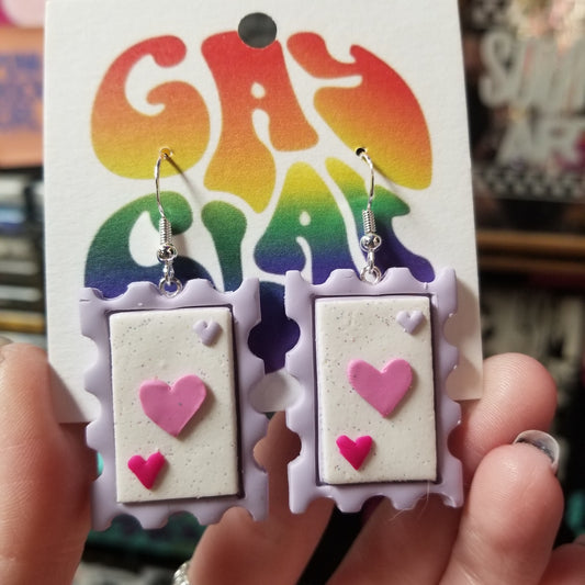 Heart Stamps EARRINGS by Gay Clay
