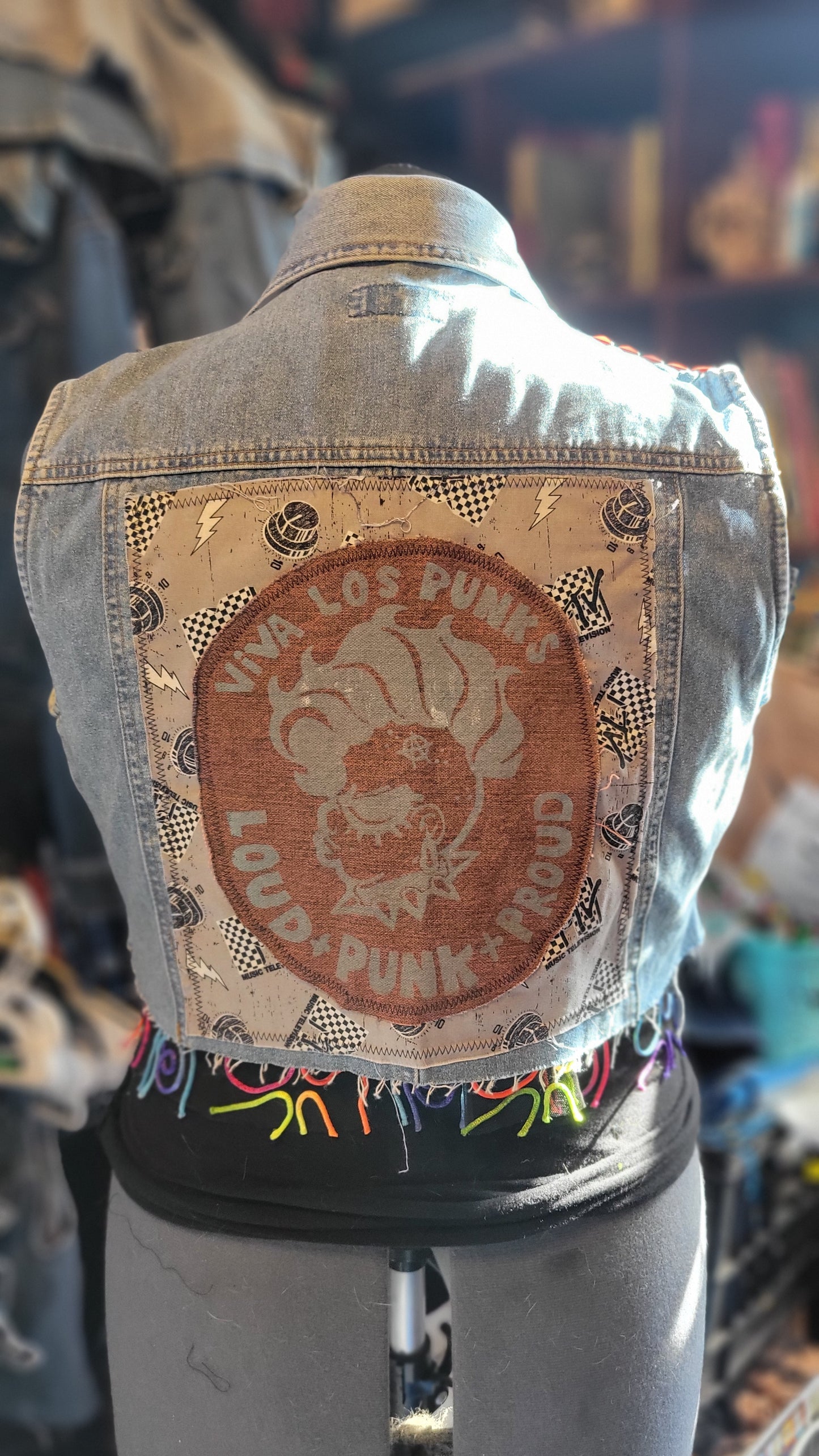 Viva Los Punks Customized Cropped Denim VEST