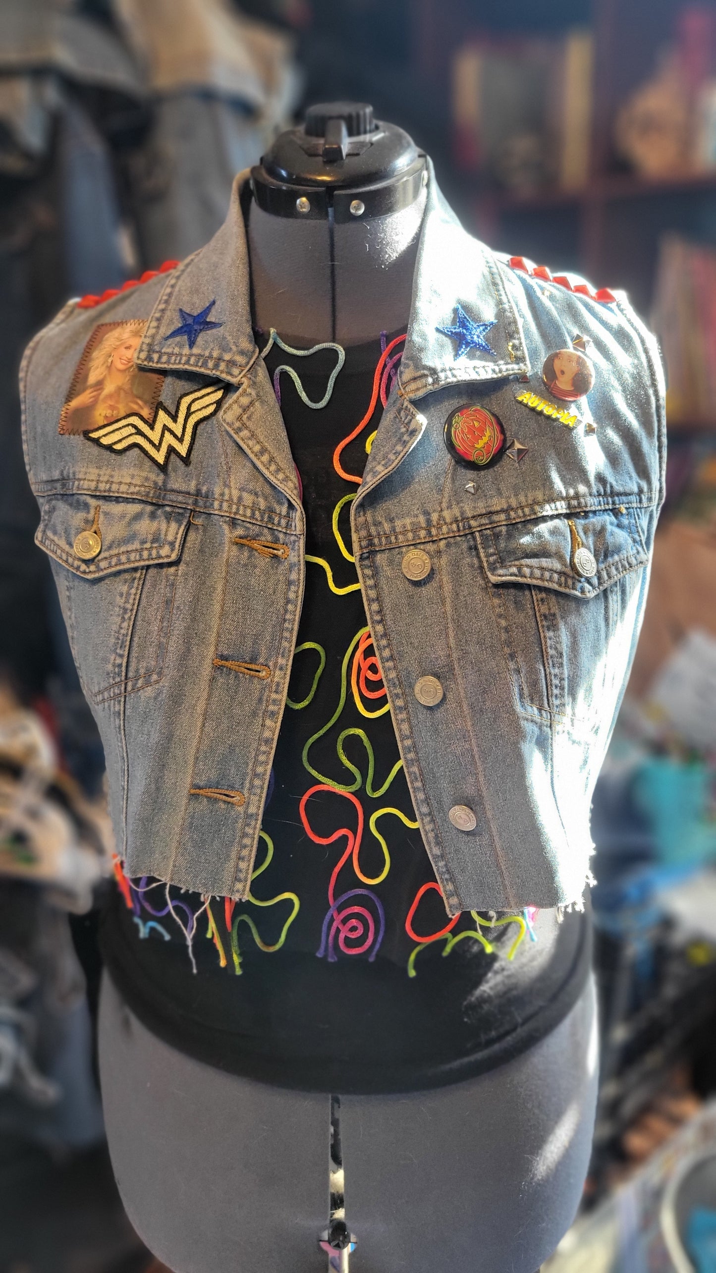 Viva Los Punks Customized Cropped Denim VEST