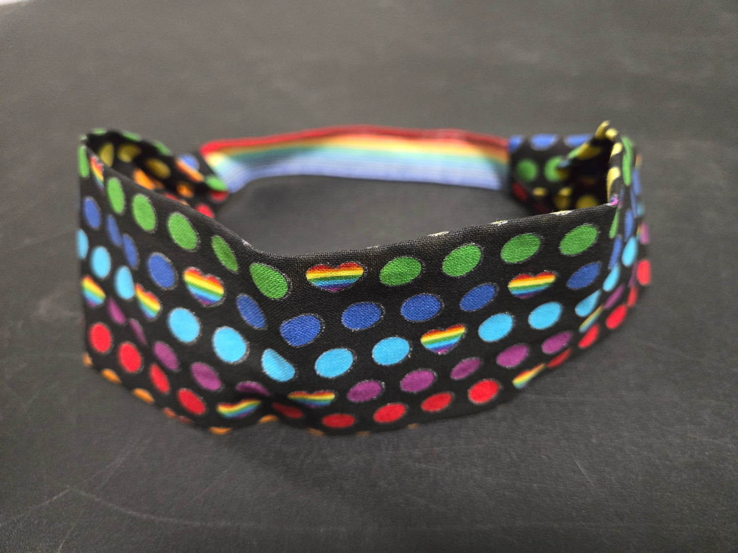 Rainbow Polka Dots and Hearts HEADBAND