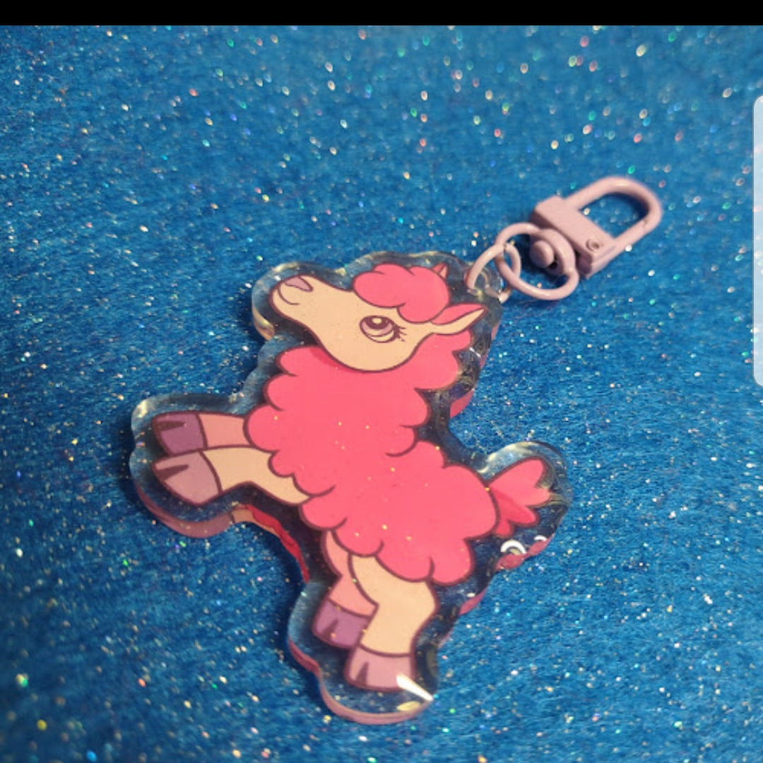 Llama Glitter acrylic KEYCHAIN by Millie Dubois