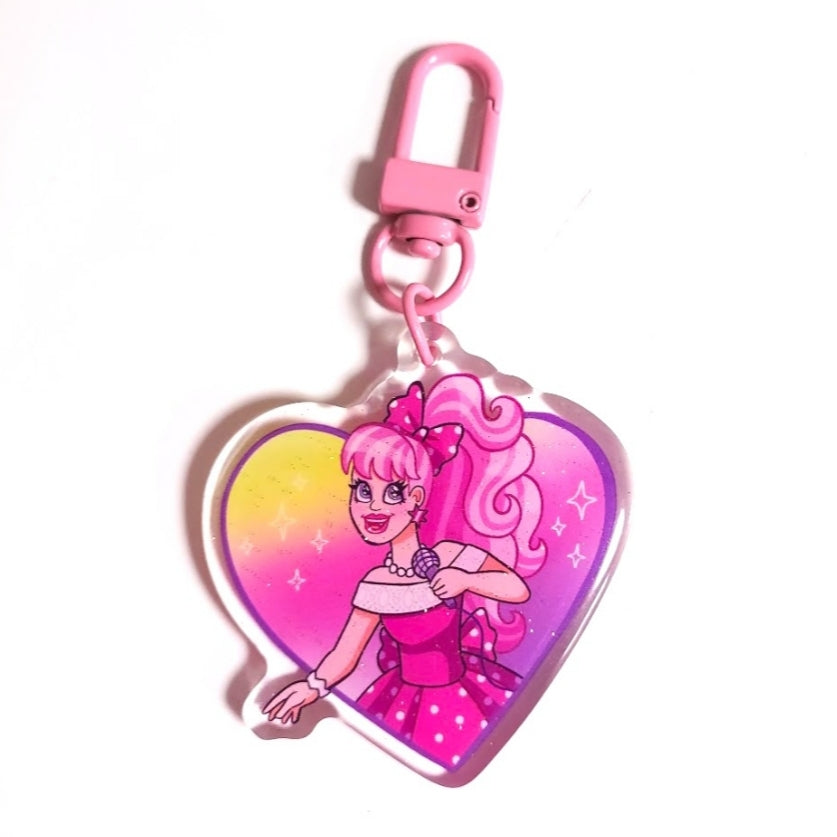 Rockin' Romantic Glitter Acrylic KEYCHAIN by Millie Dubois