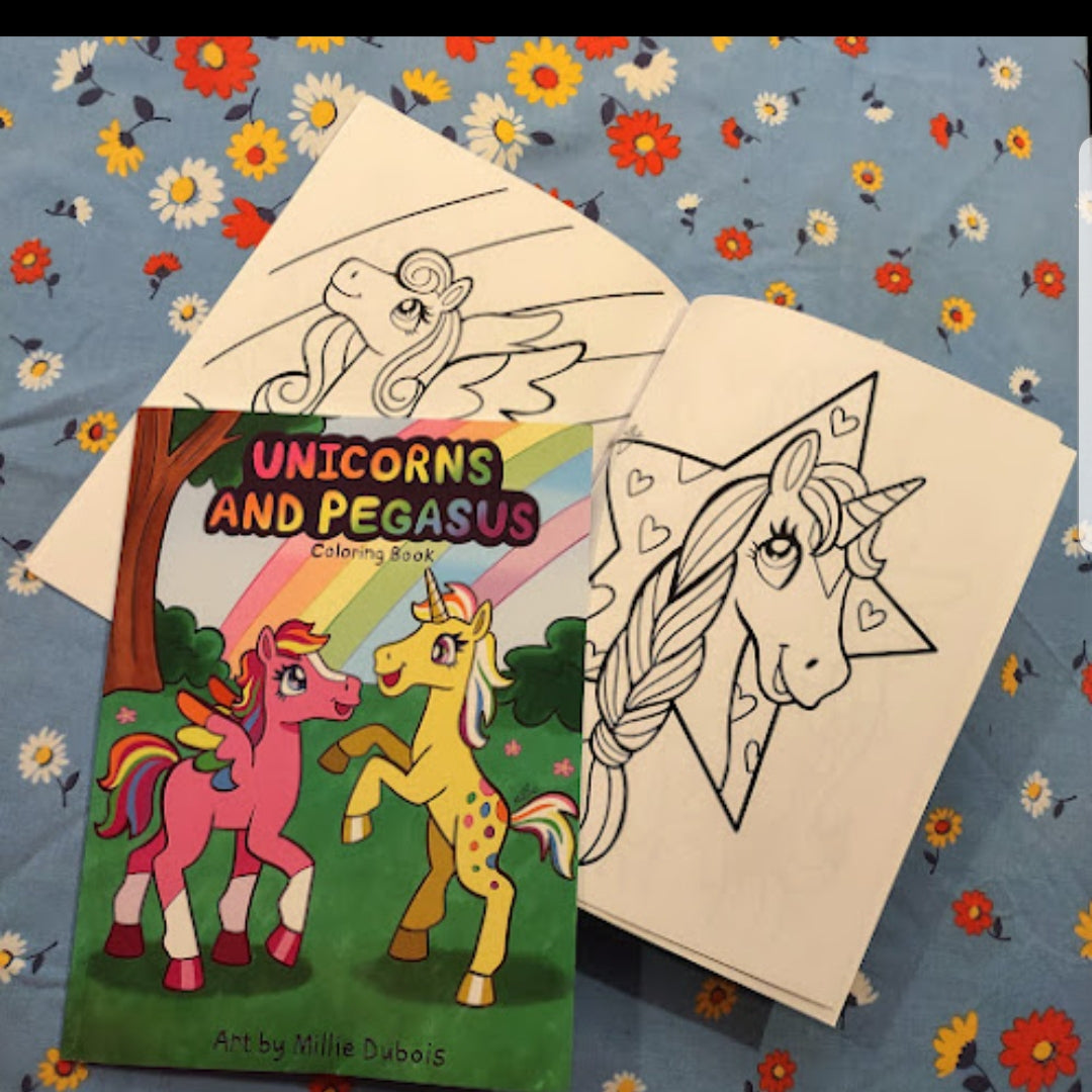 Unicorns and Pegasus COLORING BOOK by Millie Dubois