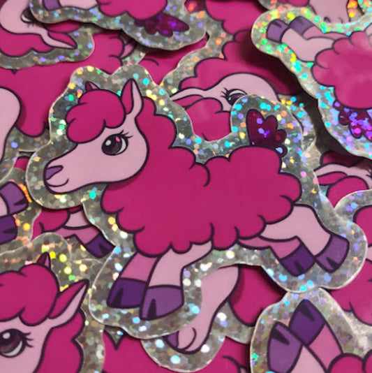 Llama Holographic STICKER by Millie Dubois