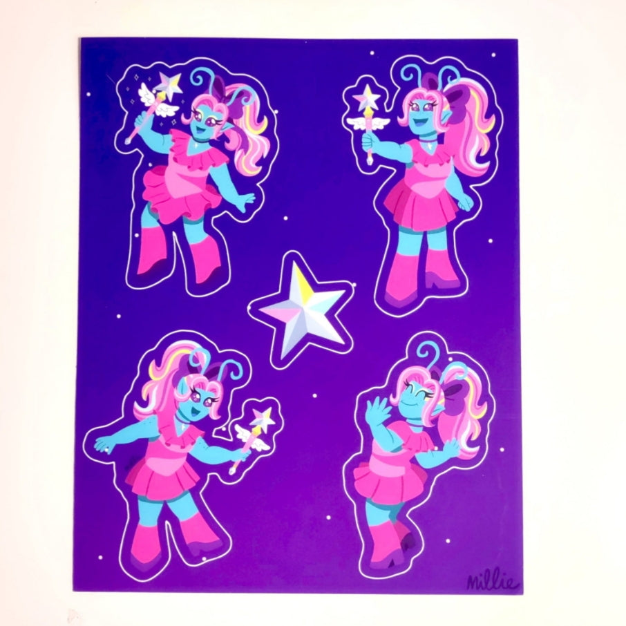 Space Girl STICKER SHEET by Millie Dubois