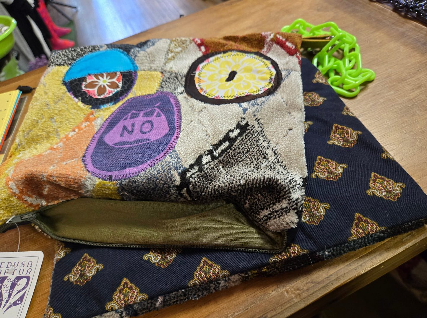 No Face with Green Chain Strap PURSE/TOTE