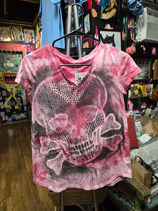 Skull Stenciled Tie Dye T SHIRT