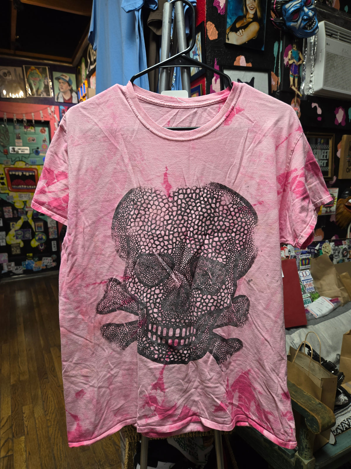 Skull Stenciled Tie Dye T SHIRT