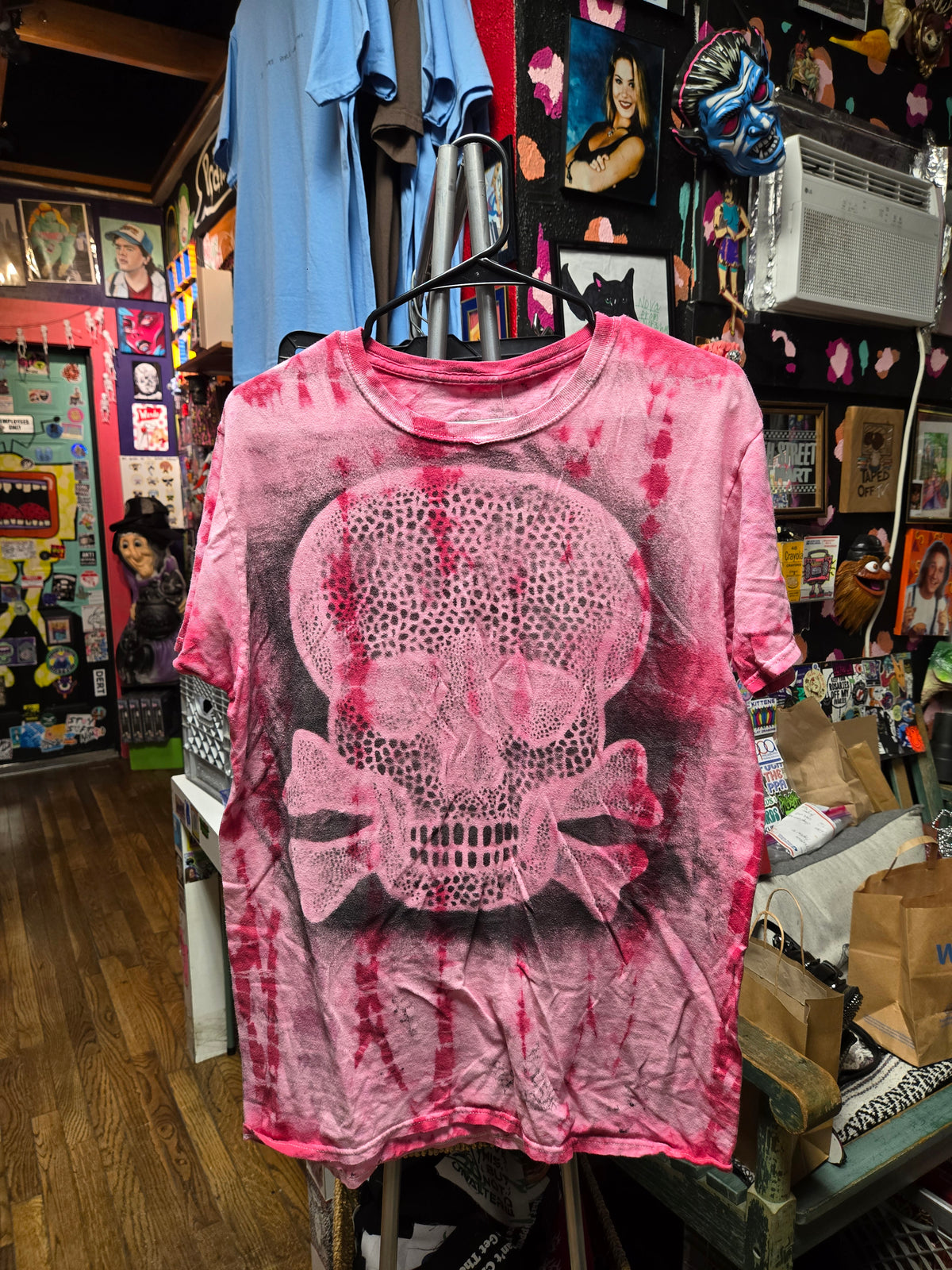 Skull Stenciled Tie Dye T SHIRT