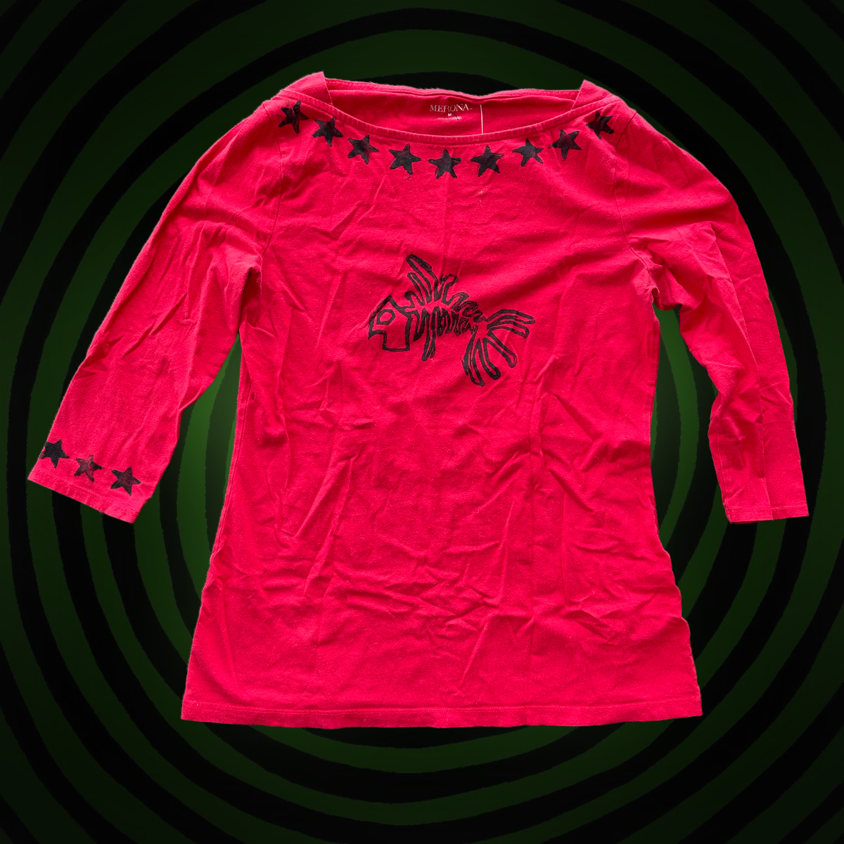 Fishbone and Star Collar Upcycled 3 1/4 SHIRT by Start Over Studio