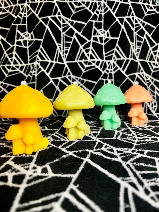 Toadstool Mushrooms Pillar CANDLE by Sick Wax World