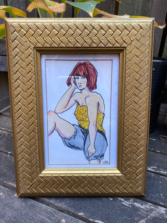 Yellow Top Framed Original Art by Stevie Laney