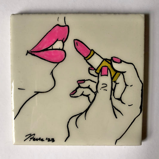 Rose lipstick 4x4” TILE ART