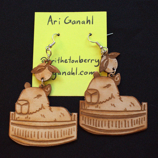 Wooden Capybara EARRiNGS