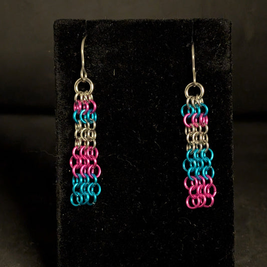 Transgender Flag Chainmaille EARRiNGS by Sixth House Ego