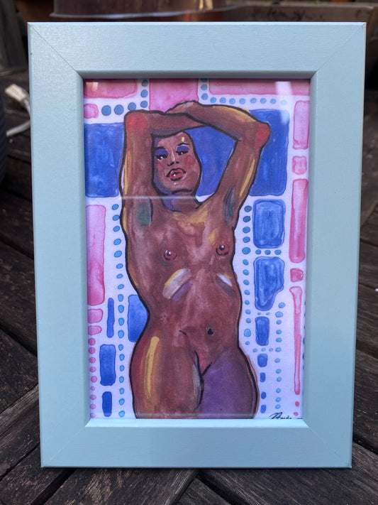 (ADULT) Very Pink and Blue Framed Print Art by Stevie Laney