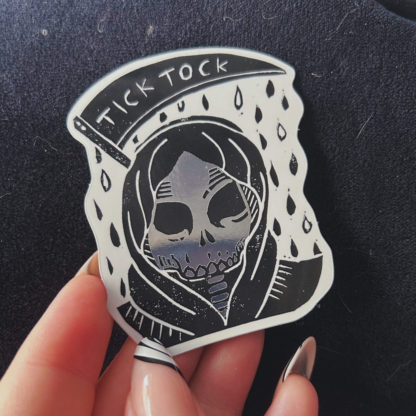 Tick Tock Holographic STiCKER