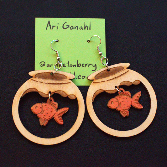 Wooden Fish Bowl EARRiNGS