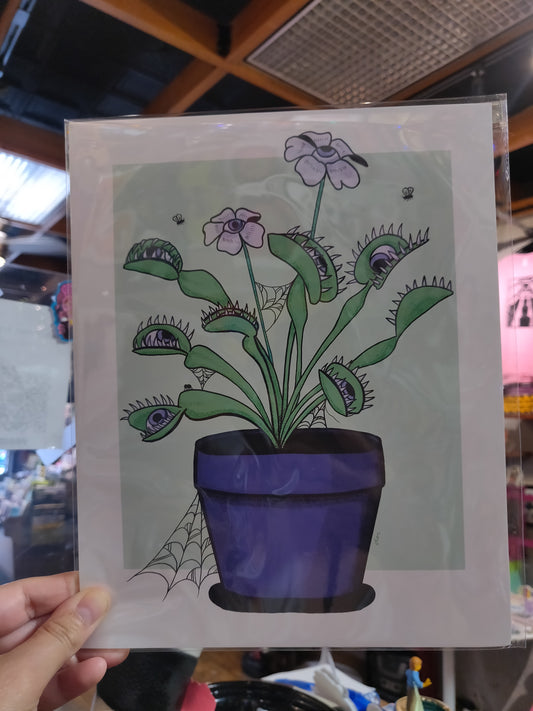 Spooky Venus Fly Trap Plant PRINT by Jen Designs