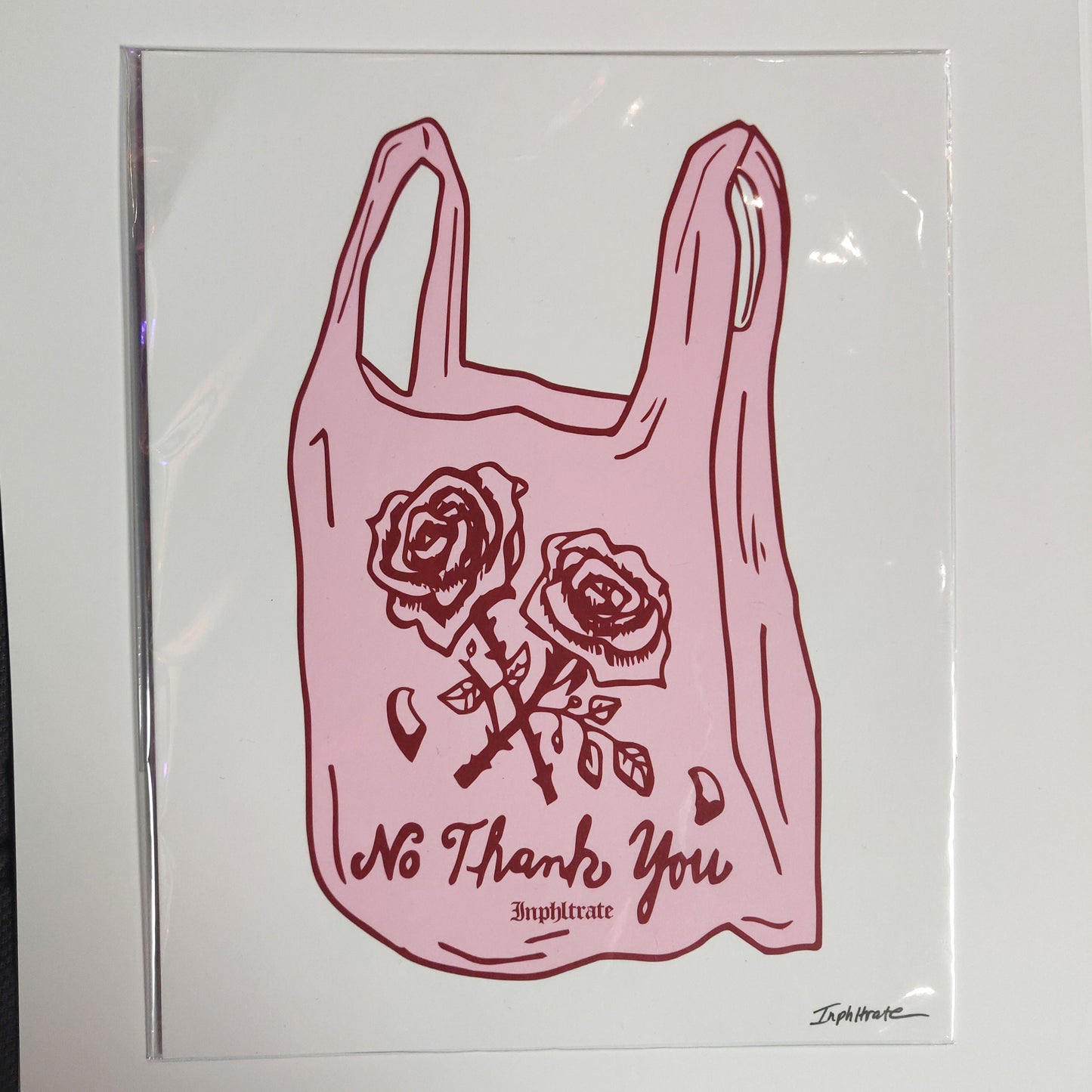 No Thank You Pink Bag PRINT by Inphltrate