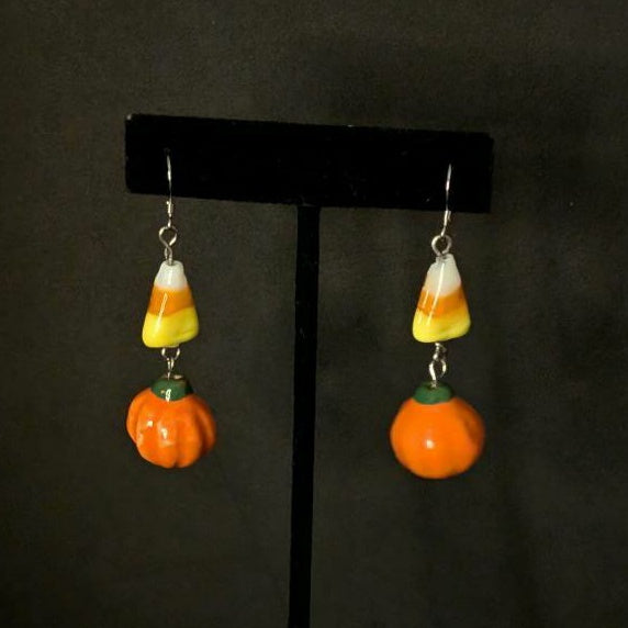 Candy Corn and Pumpkin EARRINGS by Sixth House Ego