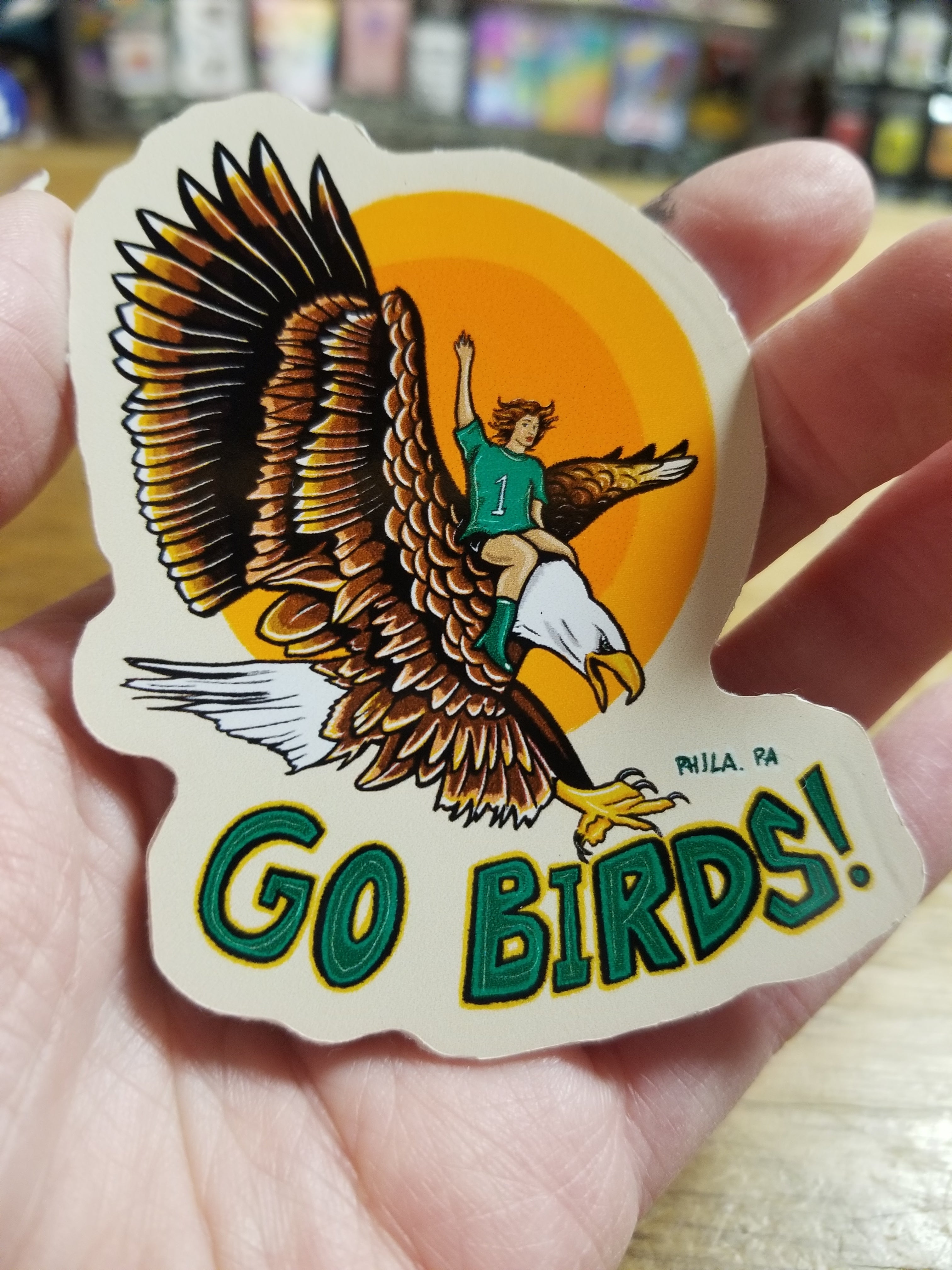 Go Birds Riding An Eagle STICKER – SouthStreetArtMart