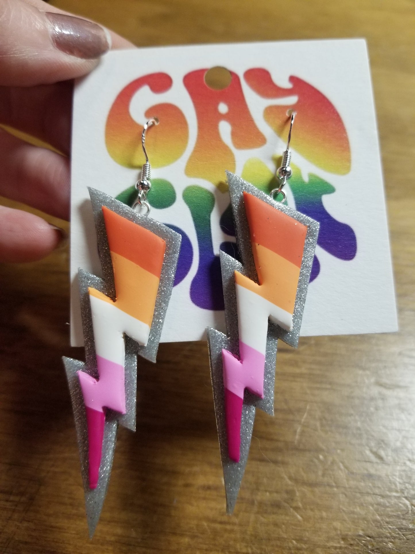 Pride Flag Lightning Bolt EARRINGS by Gay Clay