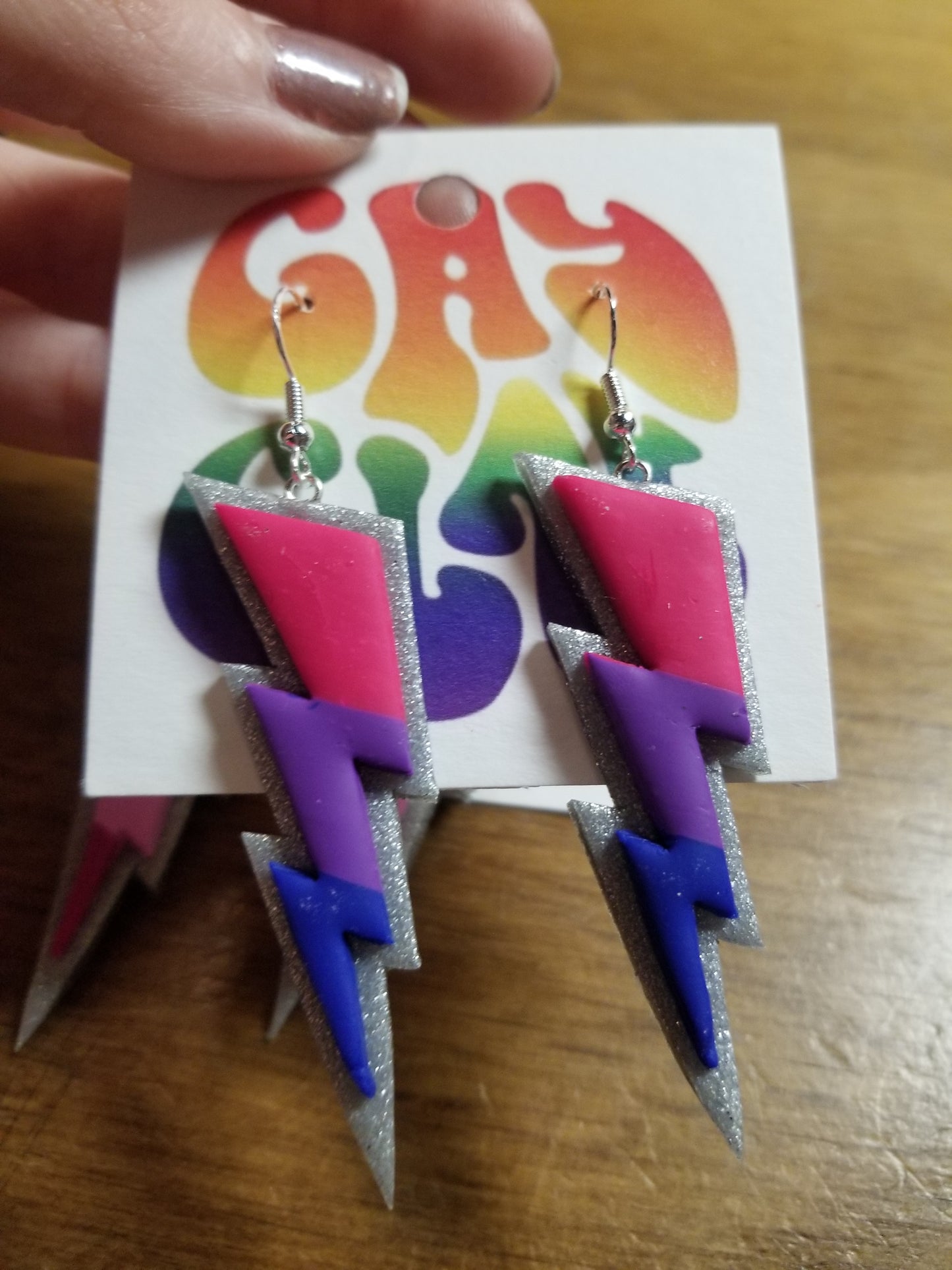 Pride Flag Lightning Bolt EARRINGS by Gay Clay