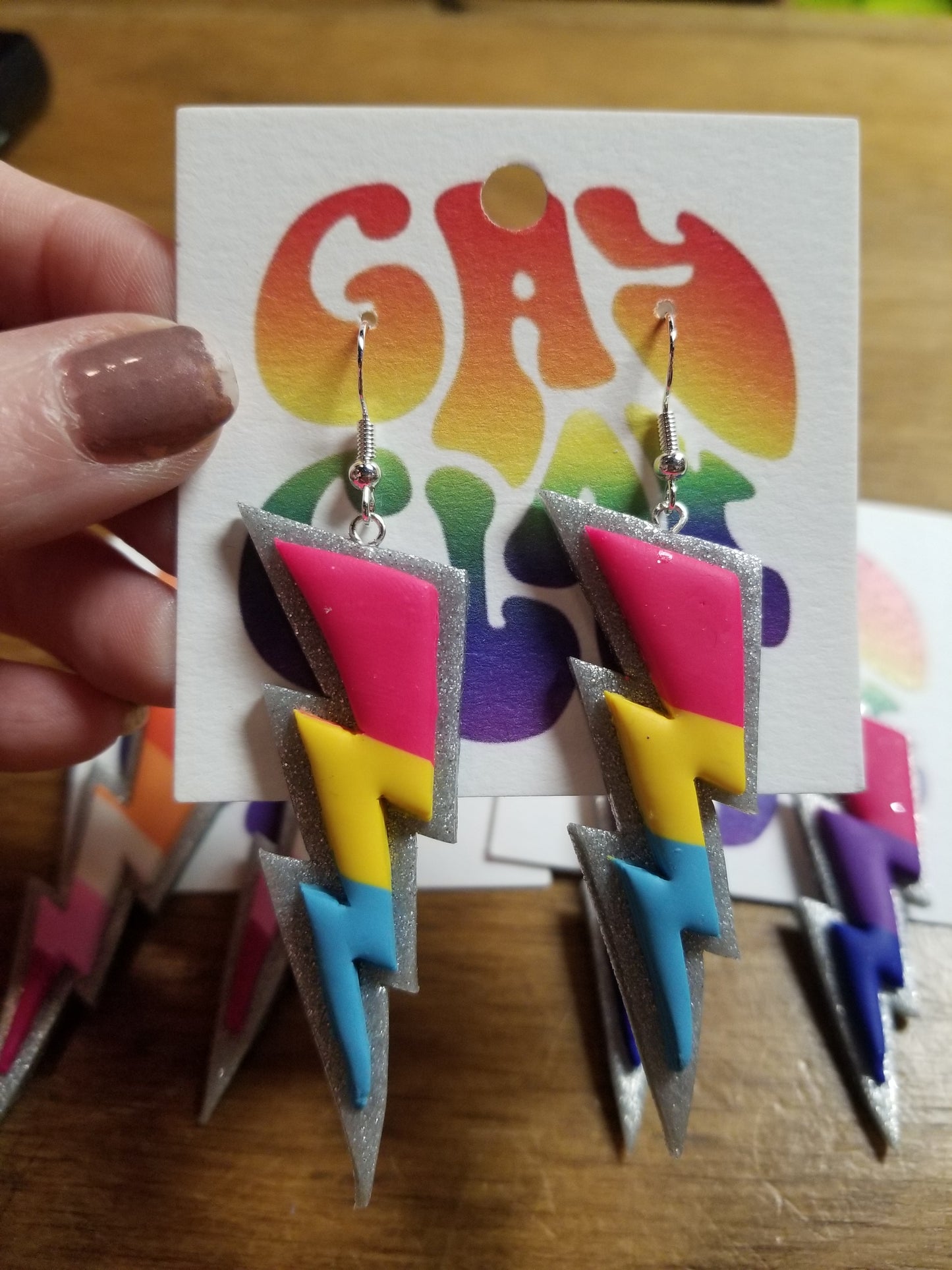 Pride Flag Lightning Bolt EARRINGS by Gay Clay