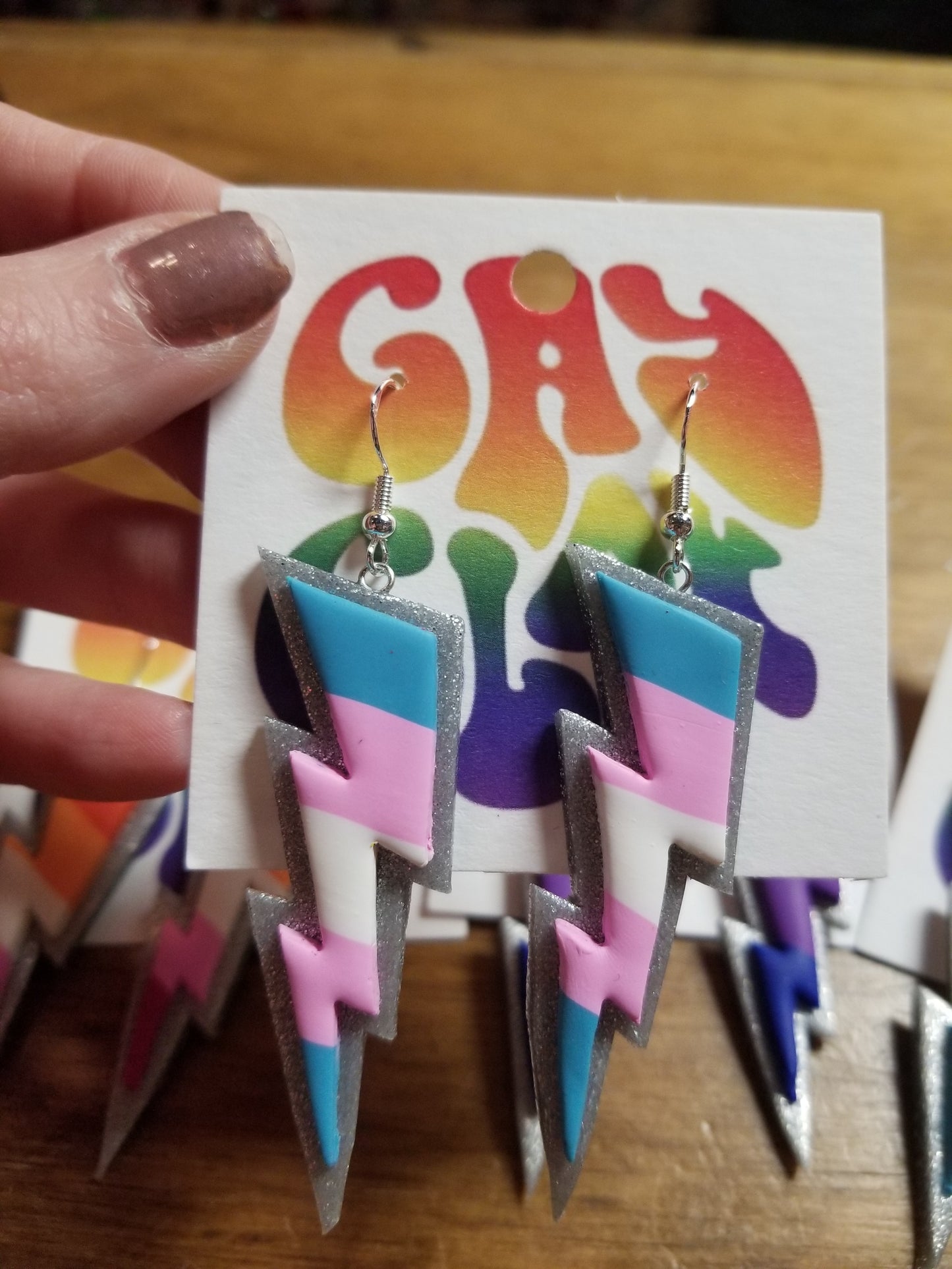 Pride Flag Lightning Bolt EARRINGS by Gay Clay