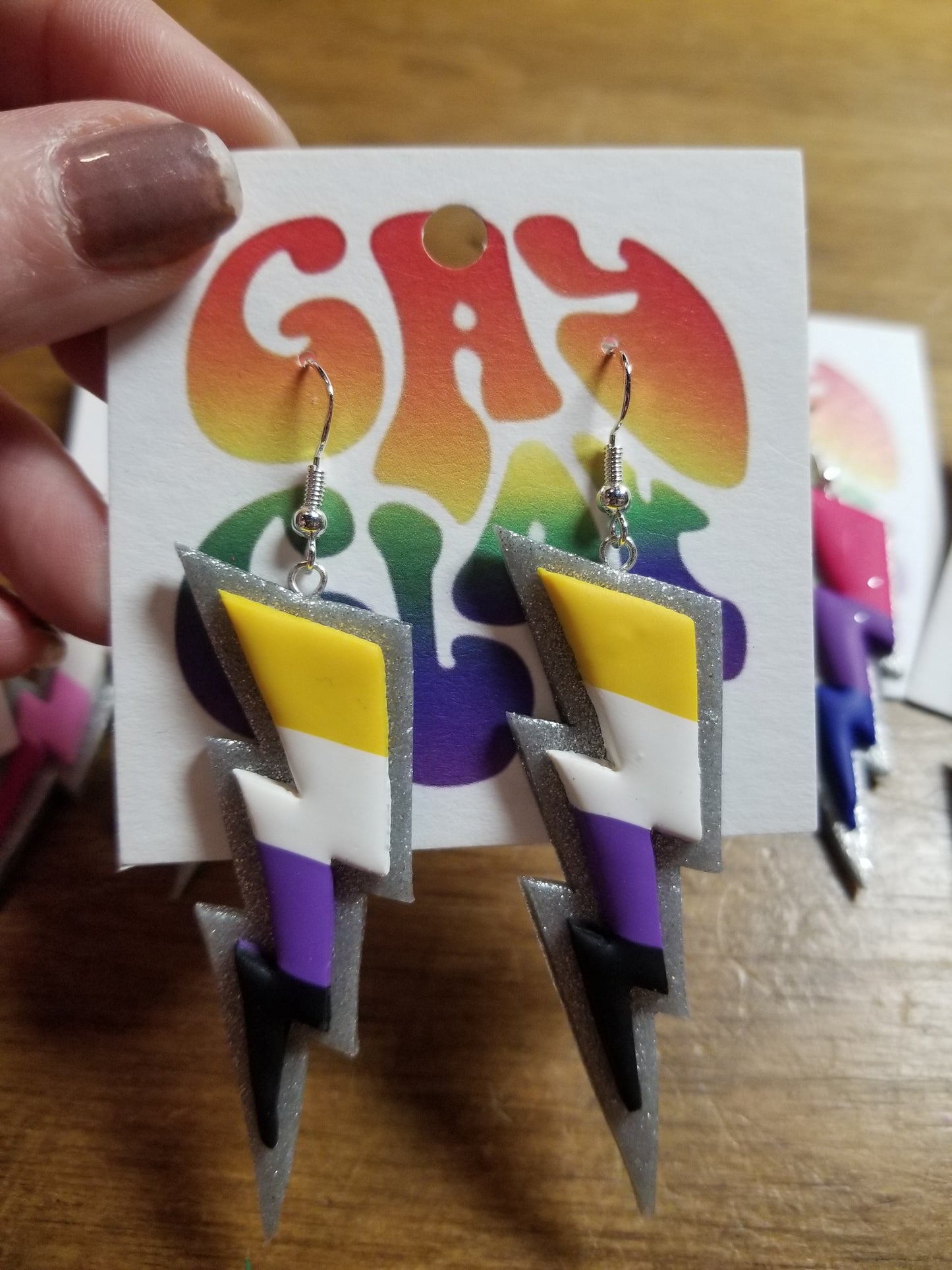 Pride Flag Lightning Bolt EARRINGS by Gay Clay
