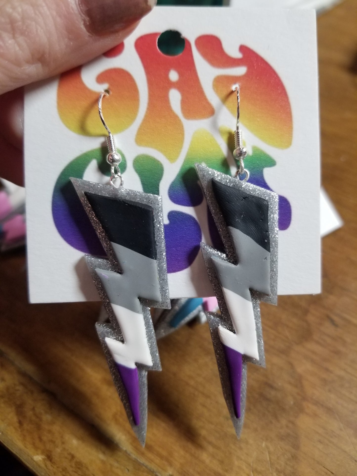 Pride Flag Lightning Bolt EARRINGS by Gay Clay