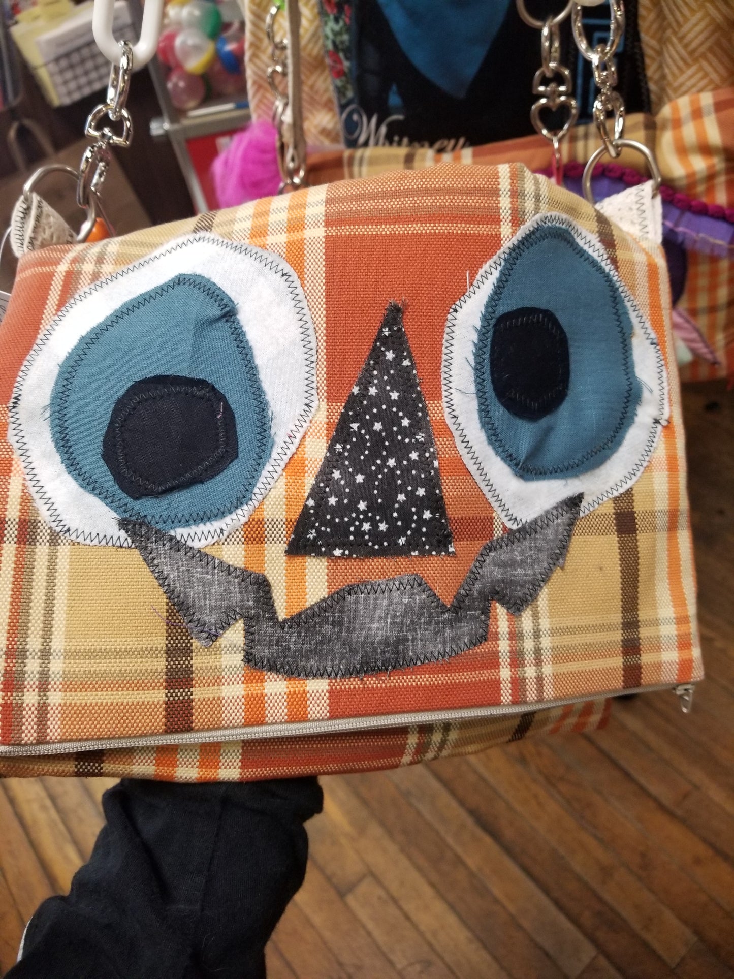 Jack O Lantern Face with White Chain Strap PURSE/TOTE