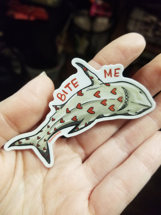 Bite Me Heart Shark STICKER