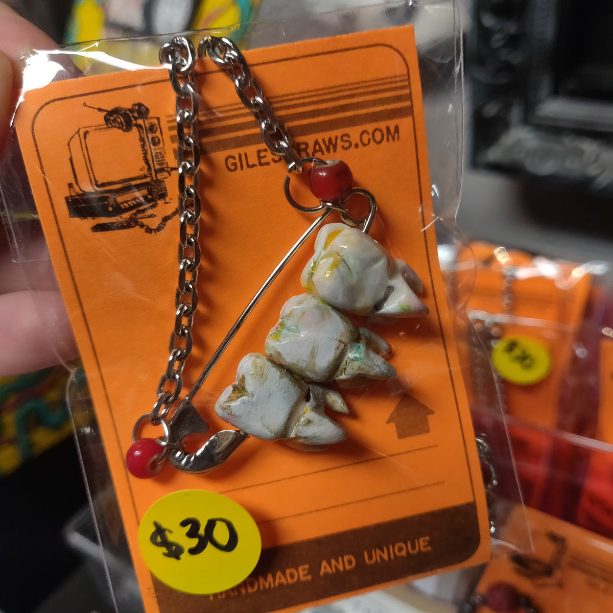 Tooth NECKLACE (triple teeth!) by Giles Crawford