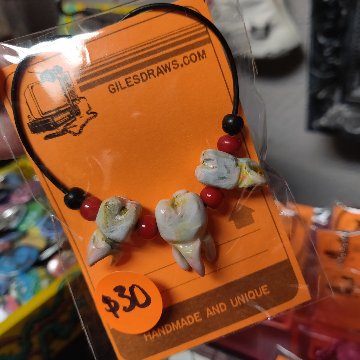 Tooth NECKLACE (triple teeth!) by Giles Crawford