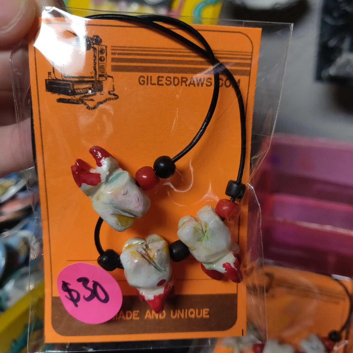 Tooth NECKLACE (triple teeth!) by Giles Crawford