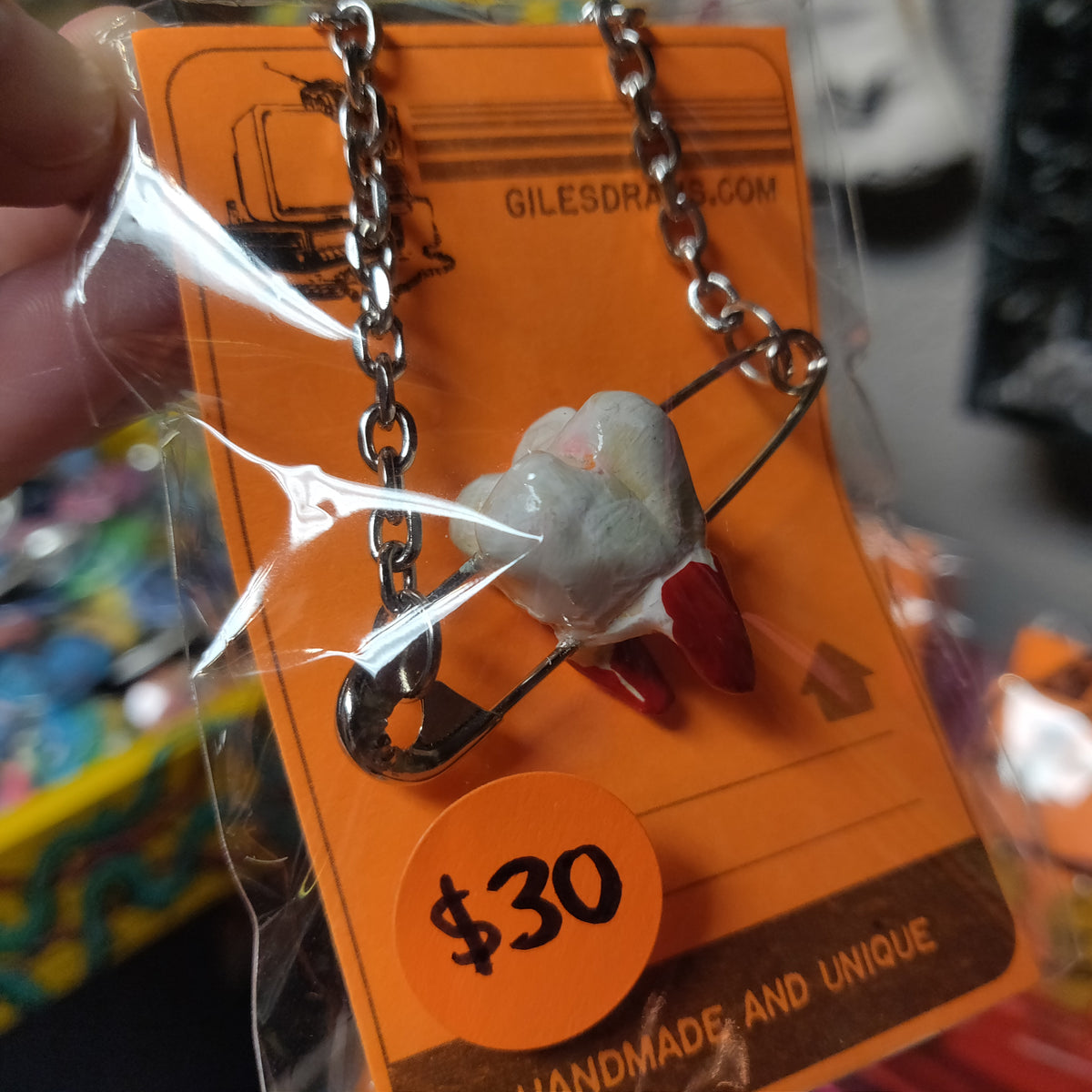 Tooth NECKLACE (Safety Pin) by Giles Crawford