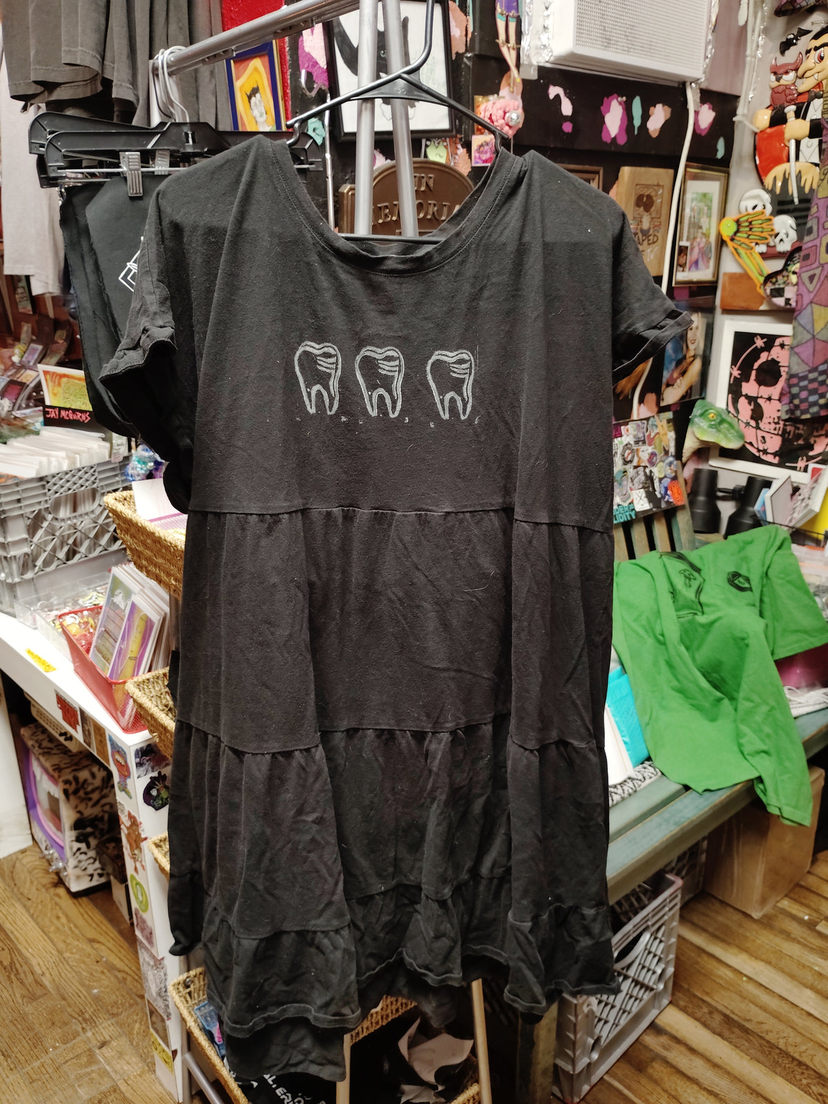 Teeth Block Print Upcycled DRESS