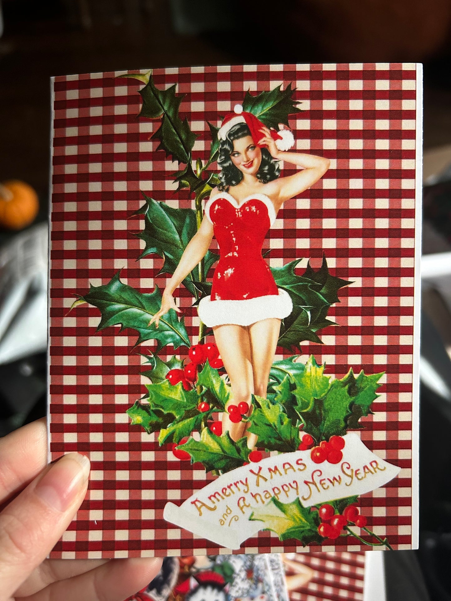 A Merry XMas and A Happy New Year Pinup GREETiNG CARD