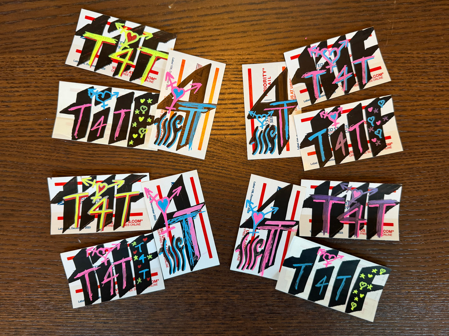 Set of 3 T4T hand-drawn STiCKERS