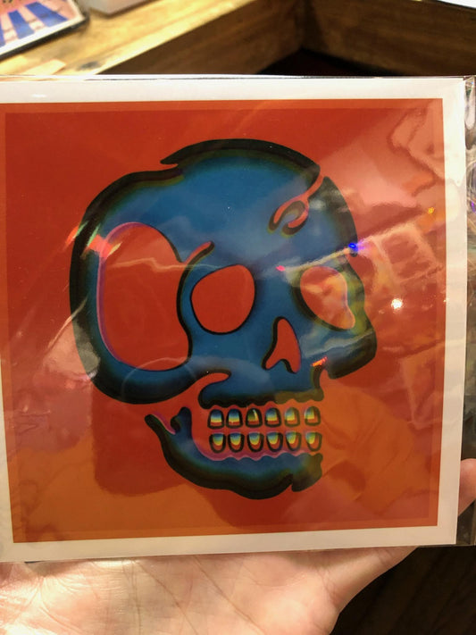 Trippy Blue Skull 5x5 PRINT by One Dumb Shop