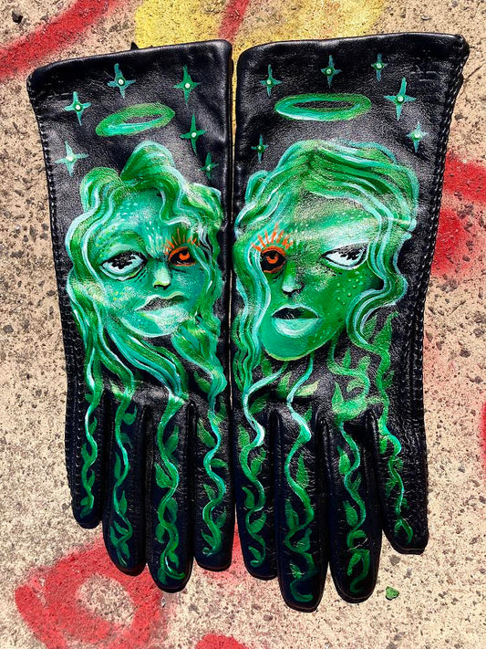 Sea Witch Hand-painted Leather GLOVES