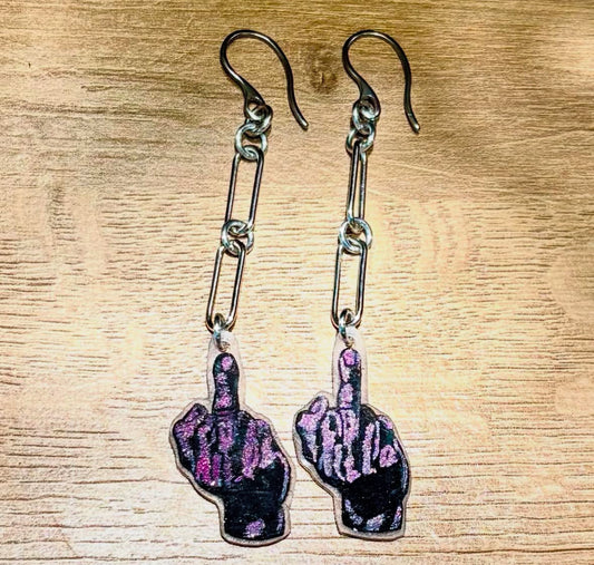 Chained Middle Finger EARRINGS by ThEm's