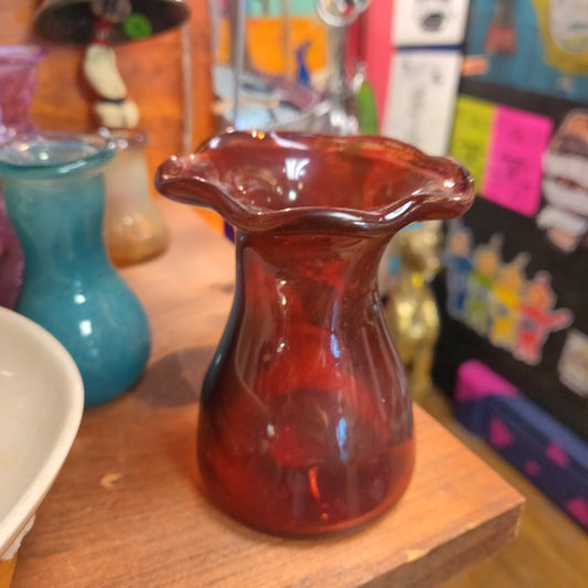 Red Hand Blown Glass VASE by W.C. Glass