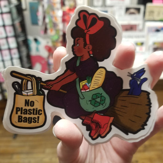 No Plastic Bags Witch STICKER by Riot NJ