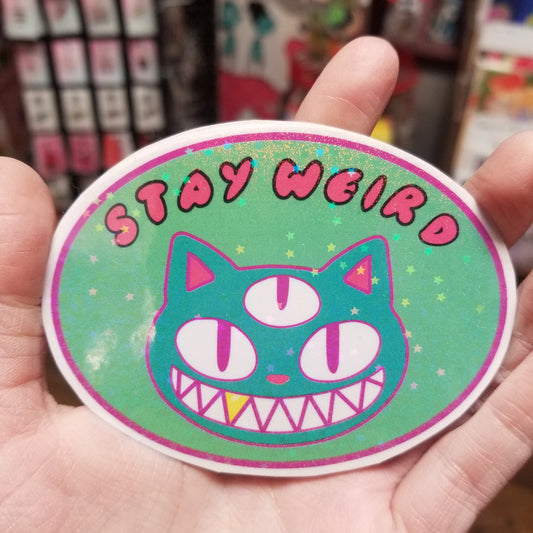 Stay Weird Cat STICKER by Riot NJ