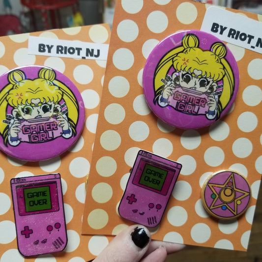 Gamer Girl / Game Over Pin / Sailor Star PIN PACK by Riot NJ