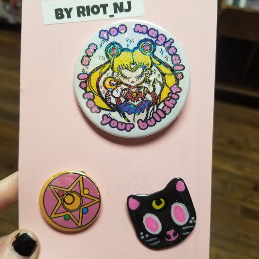 I am Too Magical / Sailor Cat / Sailor Star PIN PACK by Riot NJ