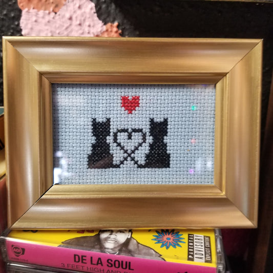 Cats In Love Framed Cross-Stitch